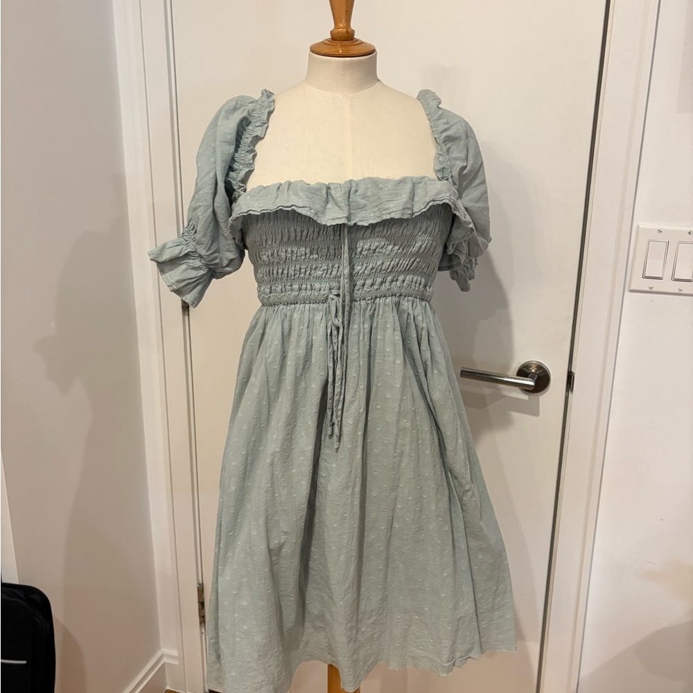 Pastel green summery mini dress